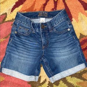 Justice girls blue jeans shorts
